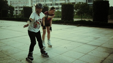 Inline Skating with my friend. I'm the one on the left cracking up. (Photo: Emccall 2014)